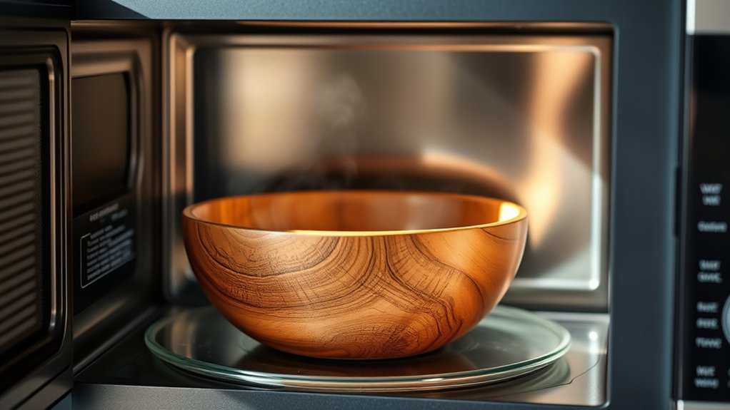 avoid microwaving wooden bowls