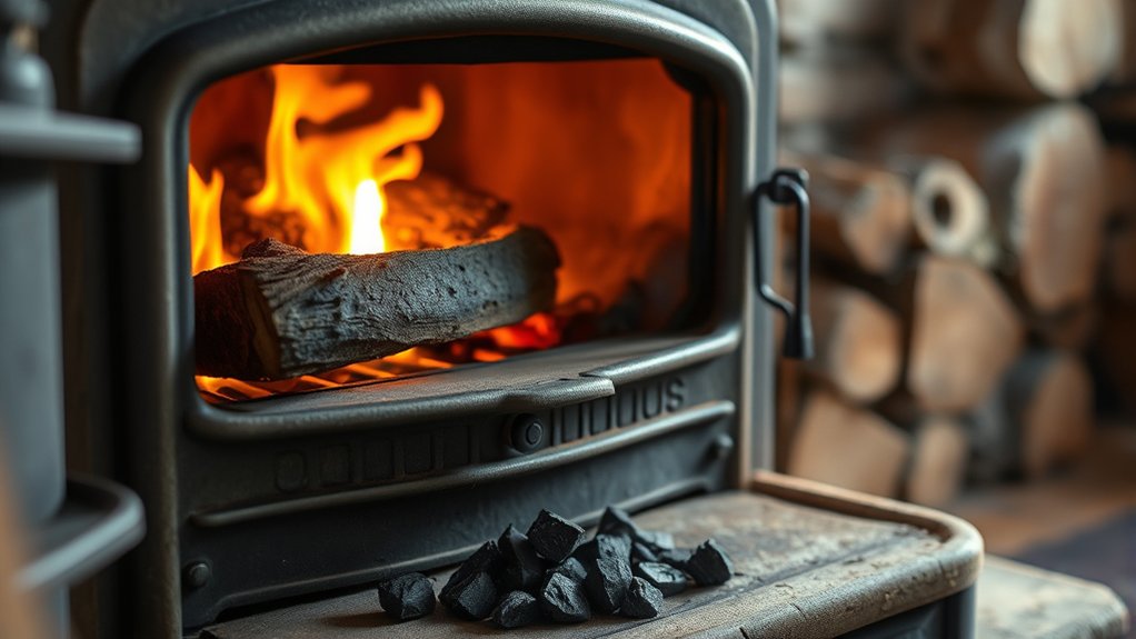 burning coal in wood stove