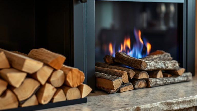 burning wood in gas fireplace