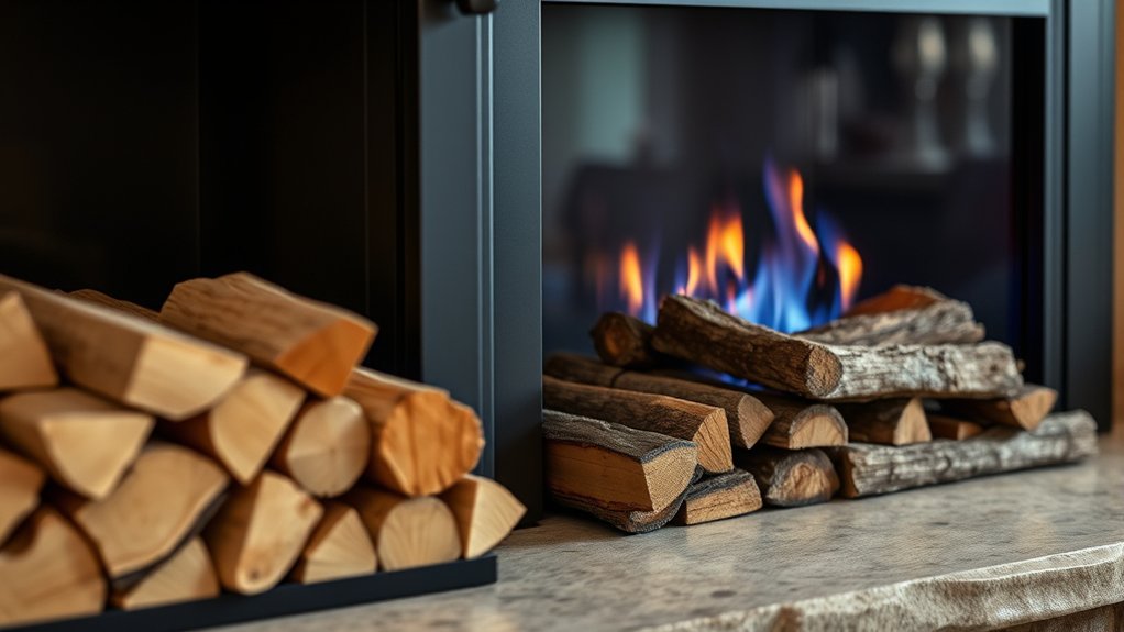 burning wood in gas fireplace
