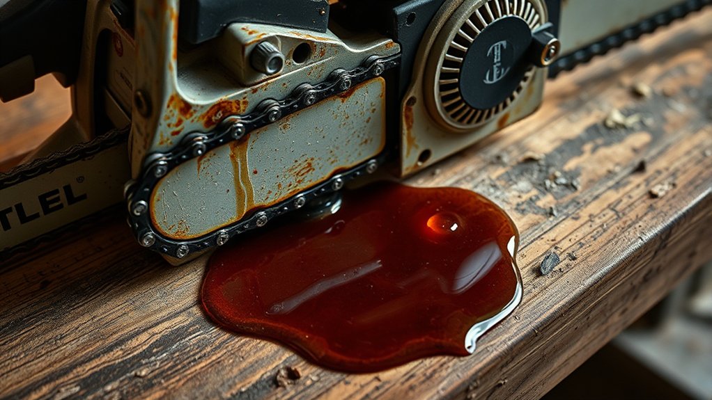 chainsaw oil leak causes