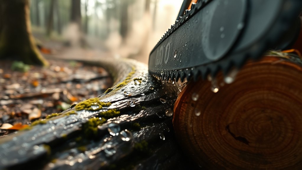 chainsawing wet wood tips