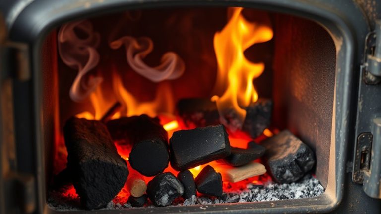 charcoal burning in wood stoves