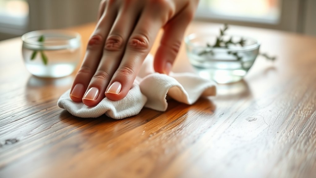 clean wood with vinegar