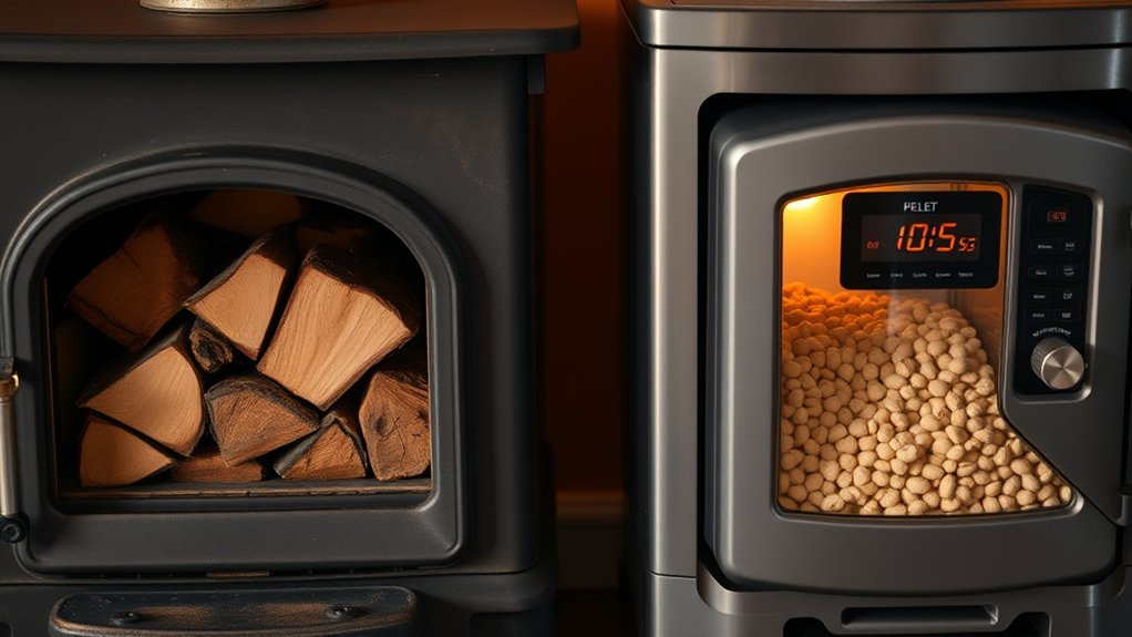 pellet vs wood stove design