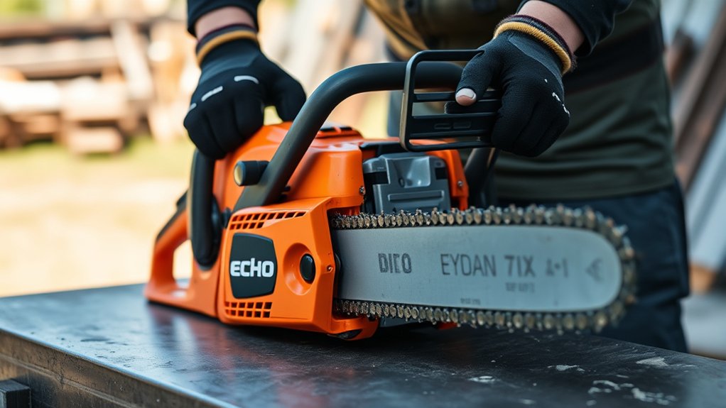 position and stabilize chainsaw