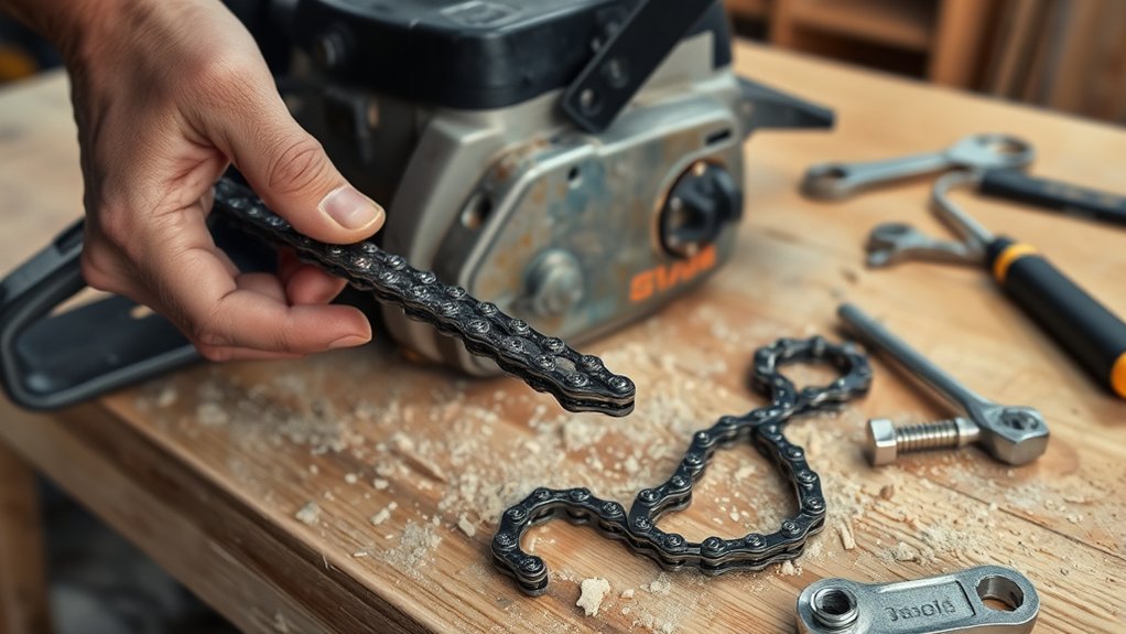 replace chainsaw chain easily