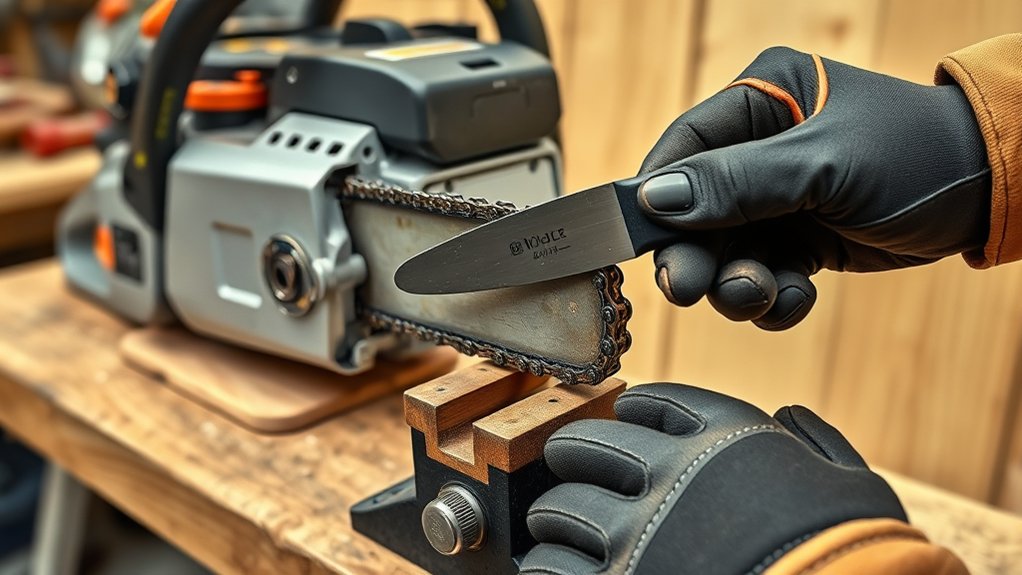 safely prepare chainsaw for sharpening