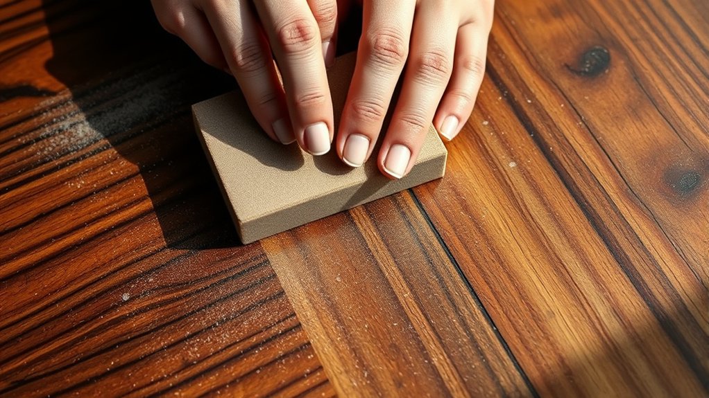 sanding stained wood carefully