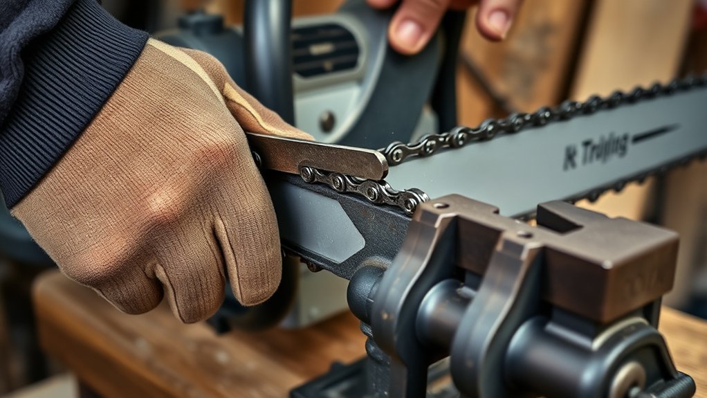 sharpen chainsaw chain regularly