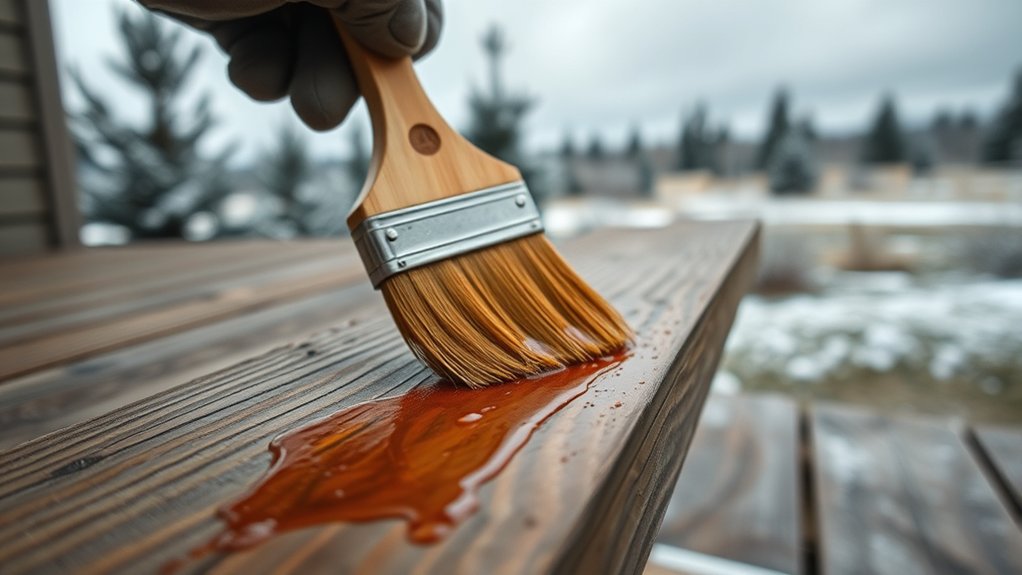 staining wood in winter