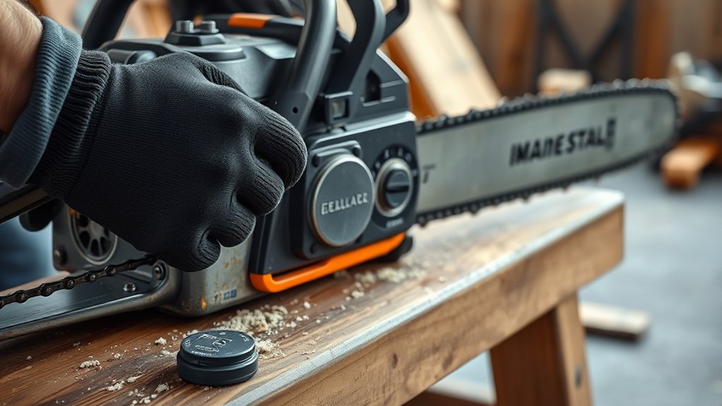 start chainsaw check lubrication