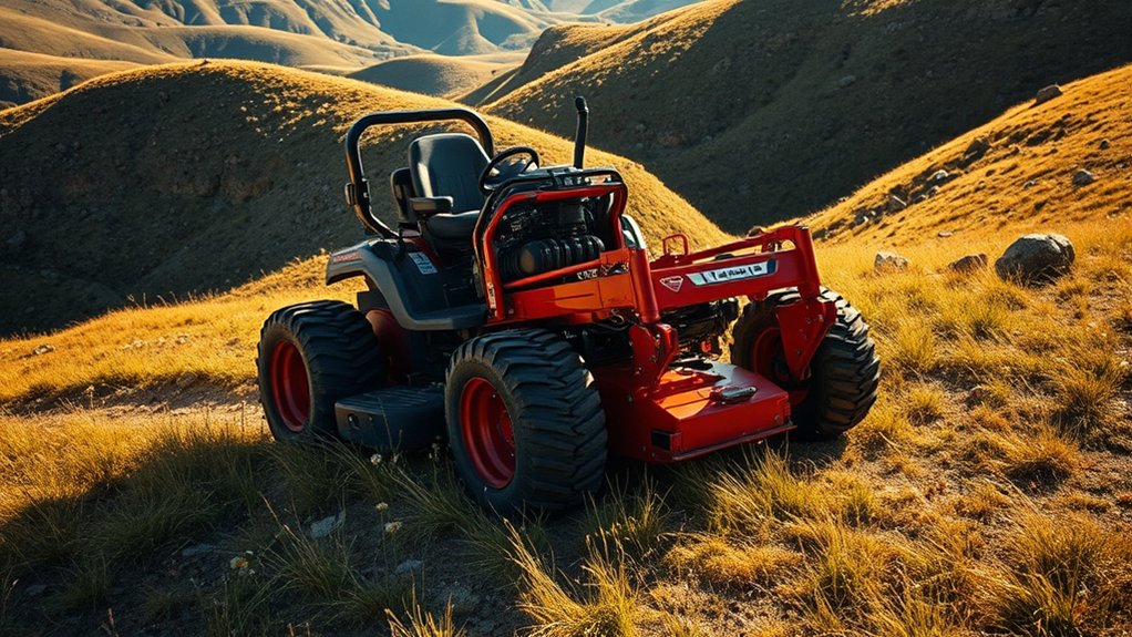 terrain adaptive mower features