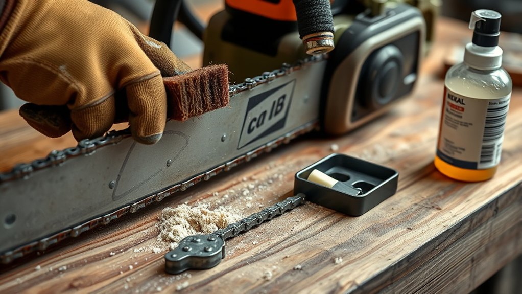 thoroughly clean chainsaw chain