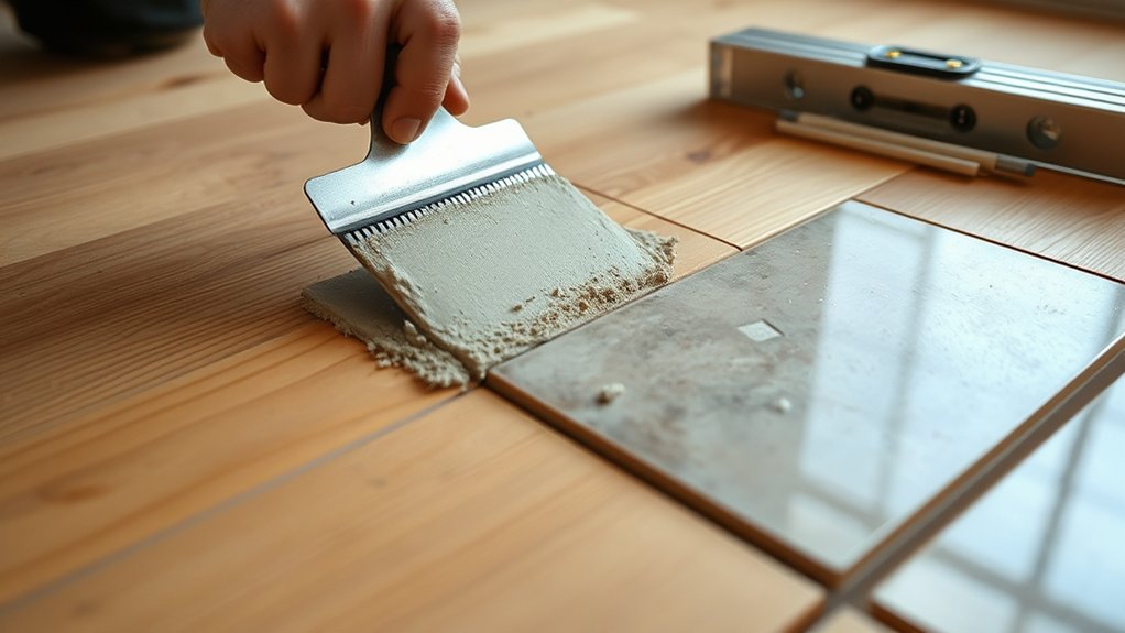 tile installation on wood