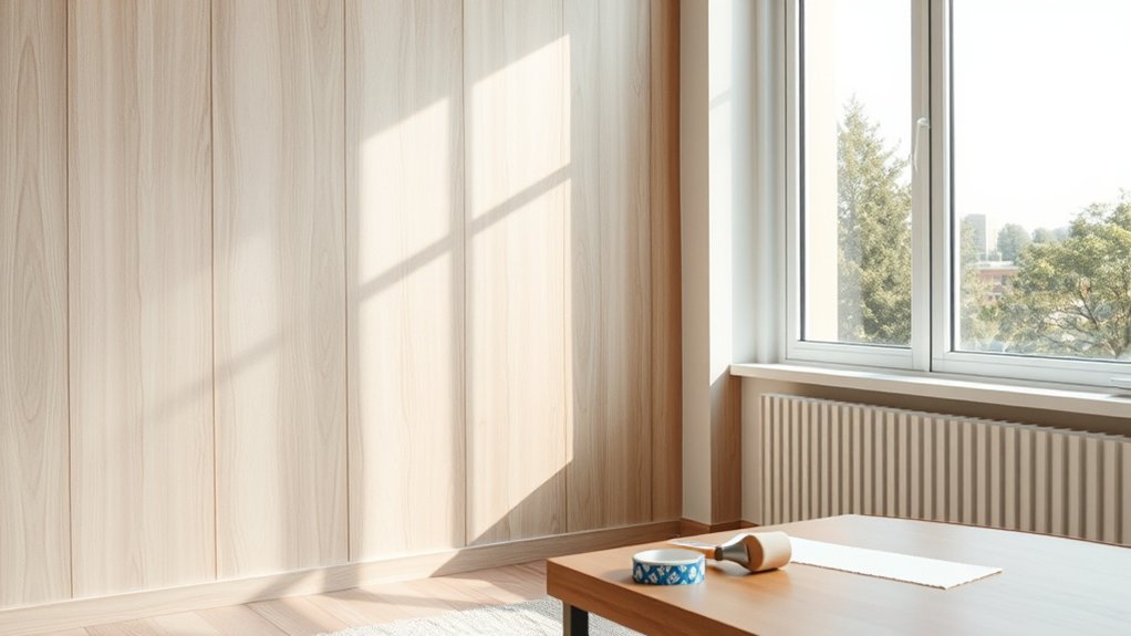 wallpapering over wood paneling